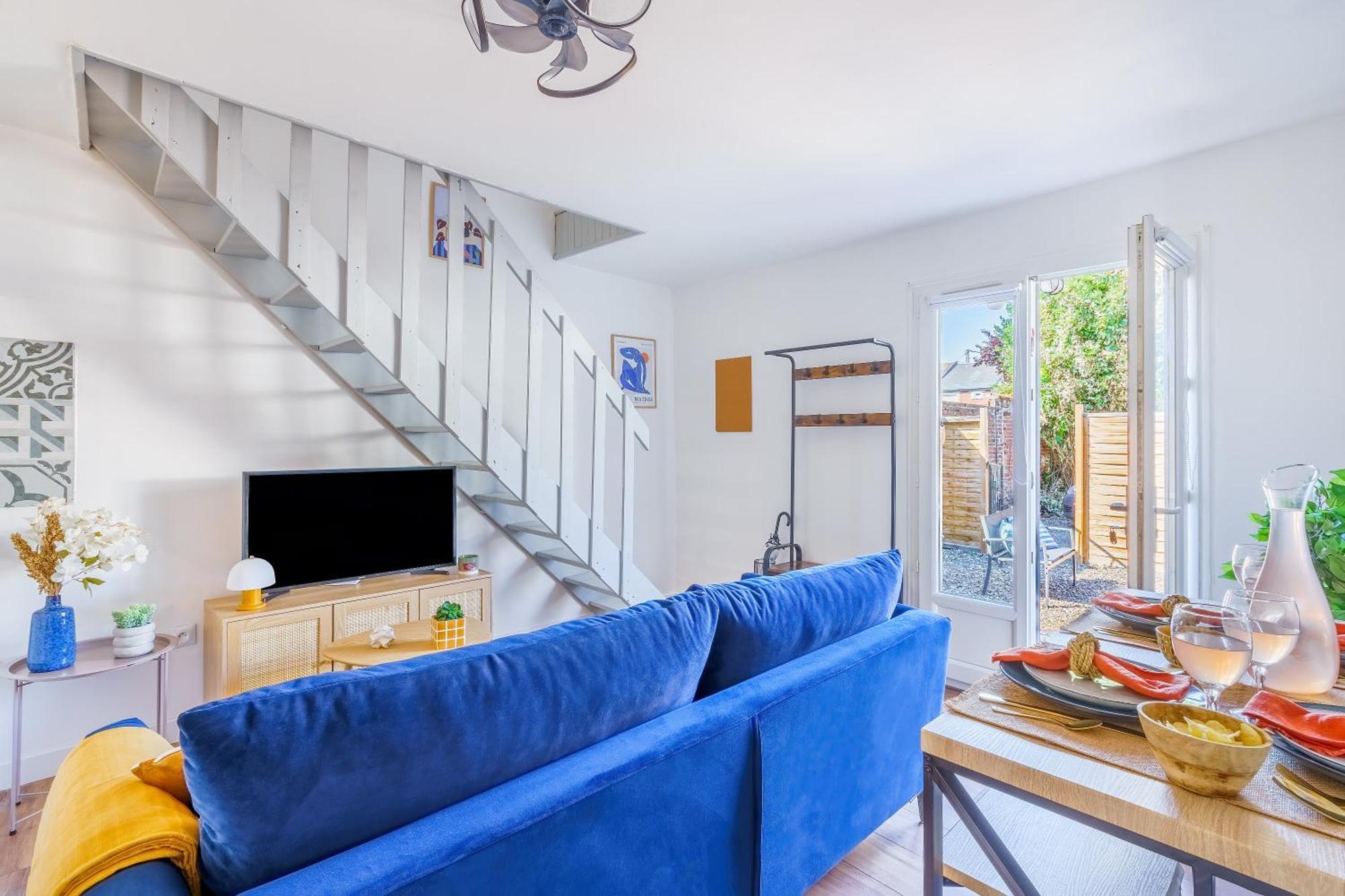 Maisonnette Bleu Horizon Avec Jardin - 2Min Gare - Serenito Homes Saint-Just-en-Chaussee Luaran gambar